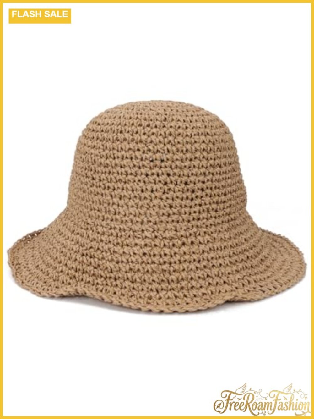 Womens Crochet Straw Sun Hat Foldable Floppy Wide Brim Beach Hat